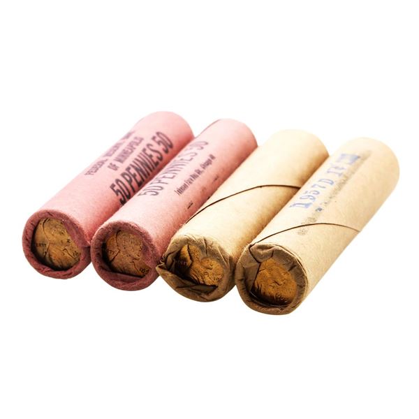 Lot of (2) 1957-D & (2) 1958-D Lincoln Wheat Cent Rolls