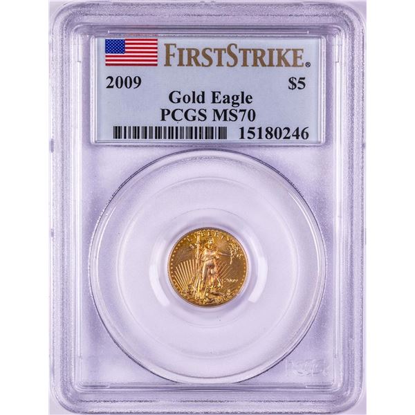 2009 $5 American Gold Eagle Coin PCGS MS70 First Strike