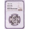 Image 1 : 1955 Franklin Half Dollar Coin NGC MS64FBL
