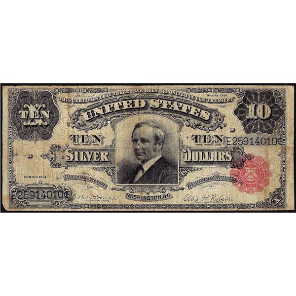 1891 $10 Tombstone Silver Certificate Note