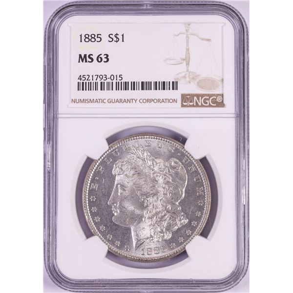 1885 $1 Morgan Silver Dollar Coin NGC MS63