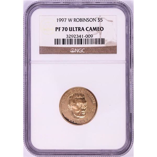 1997-W $5 Proof Robinson Commemorative Gold Coin NGC PF70 Ultra Cameo