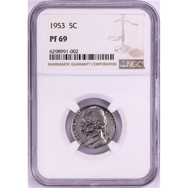 1953 Proof Jefferson Nickel Coin NGC PF69