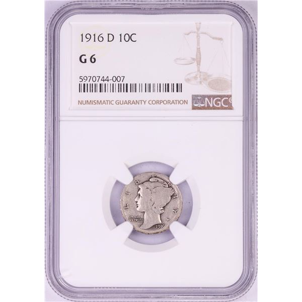 1916-D Mercury Dime Coin NGC G6