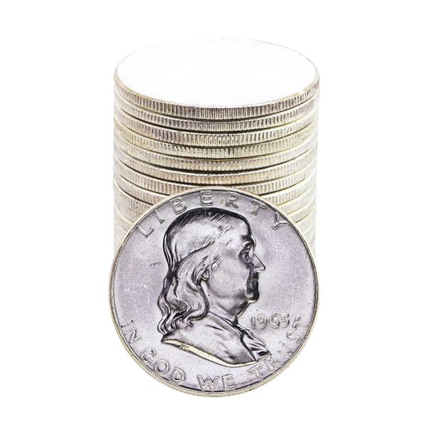 Roll of (20) Brilliant Uncirculated 1963 Franklin Half Dollar Coins