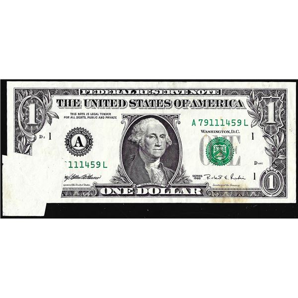 1995 $1 Federal Reserve Butterfly Fold Over Error Note Boston