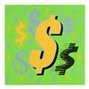 Image 1 : Steve Kaufman (1960-2010) "Dollar Signs (Green Italic)" Original Serigraph On Canvas