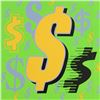 Image 2 : Steve Kaufman (1960-2010) "Dollar Signs (Green Italic)" Original Serigraph On Canvas