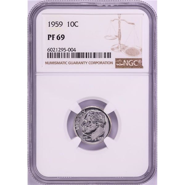 1959 Proof Roosevelt Dime Coin NGC PF69