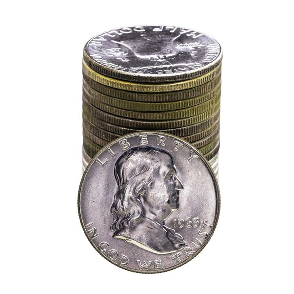 Roll of (20) Brilliant Uncirculated 1963-D Franklin Half Dollar Coins