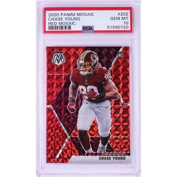 2020 Panini Red Mosaic Chase Young NFL Card #202 PSA Gem Mint 10