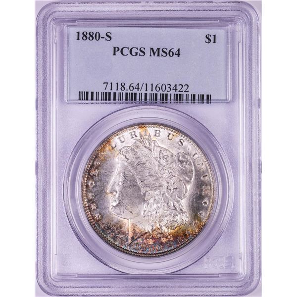 1880-S $1 Morgan Silver Dollar Coin PCGS MS64 Nice Toning