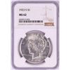 Image 1 : 1923-S $1 Peace Silver Dollar Coin NGC MS62