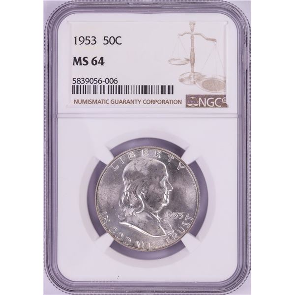 1953 Franklin Half Dollar Coin NGC MS64