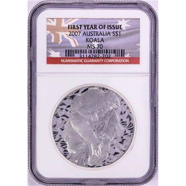 2007 Australia $1 Koala Silver Coin NGC MS70