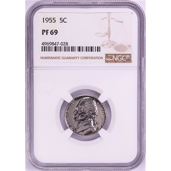 1955 Proof Jefferson Nickel Coin NGC PF69