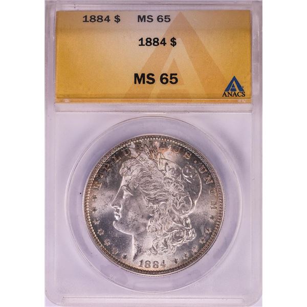 1884 $1 Morgan Silver Dollar Coin ANACS MS65