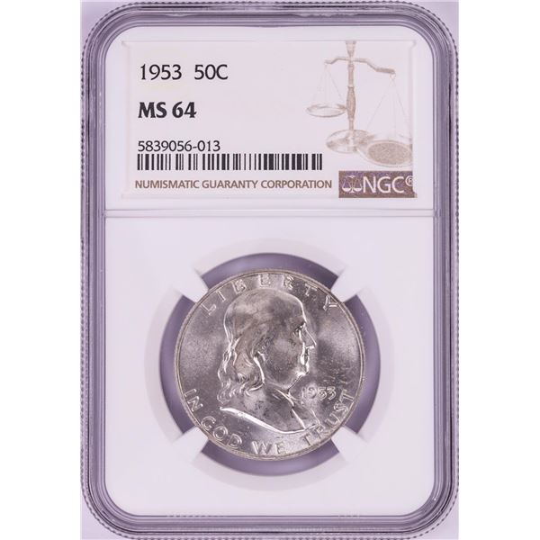 1953 Franklin Half Dollar Coin NGC MS64