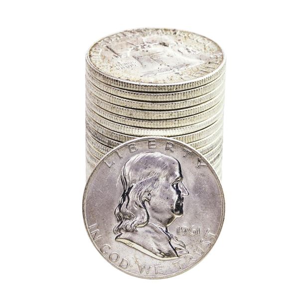 Roll of (20) Brilliant Uncirculated 1961 Franklin Half Dollar Coins