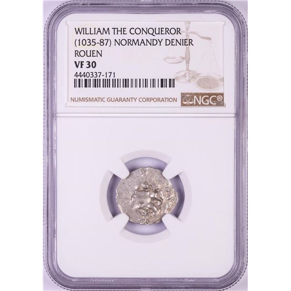1035-87 William The Conqueror Normandy Rouen Denier Coin NGC VF30