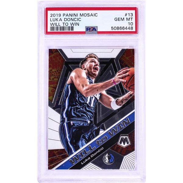 2019 Panini Mosaic Will to Win Luka Doncic NBA Card #13 PSA Gem Mint 10