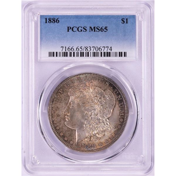 1886 $1 Morgan Silver Dollar Coin PCGS MS65 Nice Toning