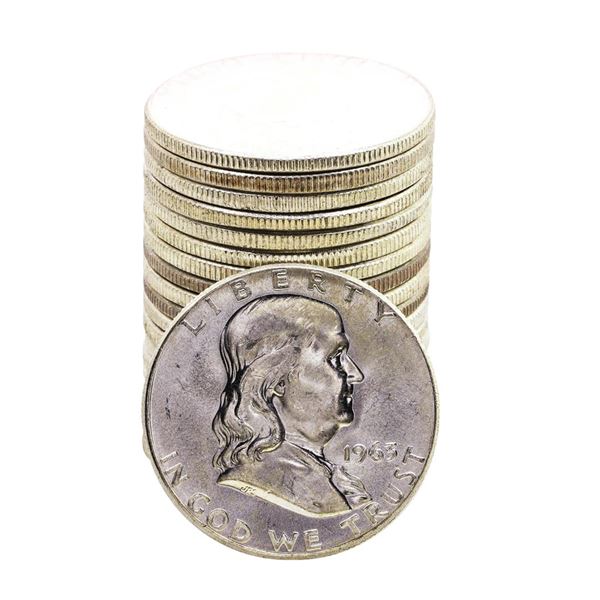 Roll of (20) Brilliant Uncirculated 1963 Franklin Half Dollar Coins