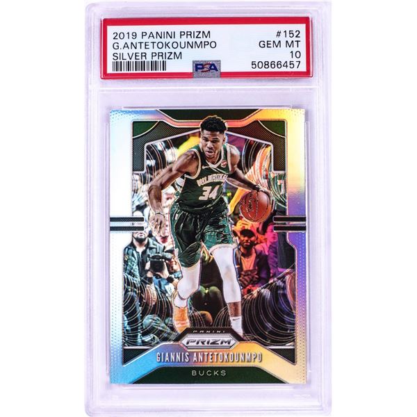 2019 Panini Prizm Silver Giannis Antetokounmpo NBA Card #152 PSA Gem Mint 10
