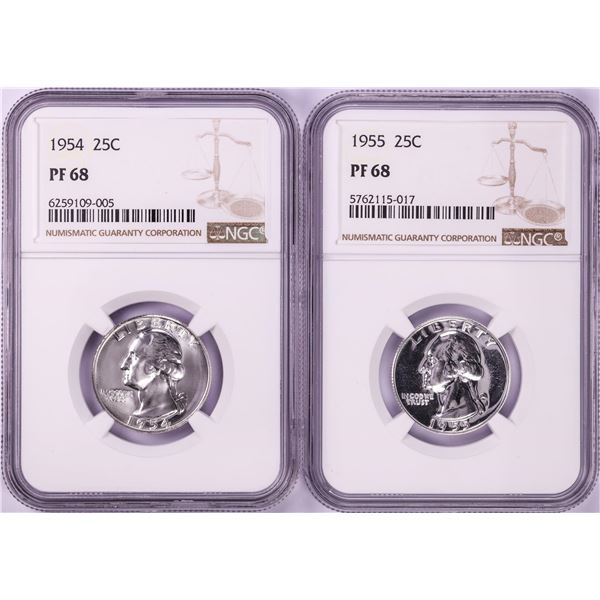 Lot of 1954-1955 Proof Washington Quarter Coins NGC PF68