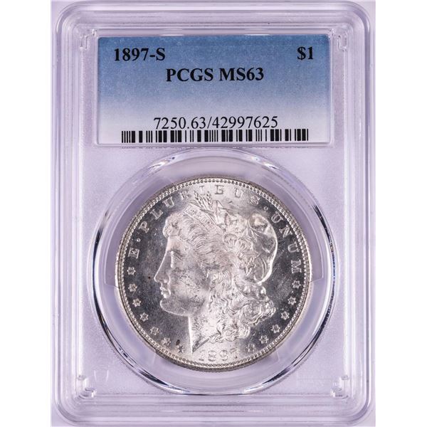 1897-S $1 Morgan Silver Dollar Coin PCGS MS63