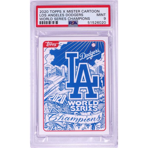 2020 Topps x Mister Cartoon Dodgers World Series Champions MLB Card PSA Mint 9