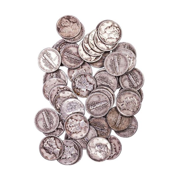 Lot of (50) Assorted Date Mercury Dime Coins