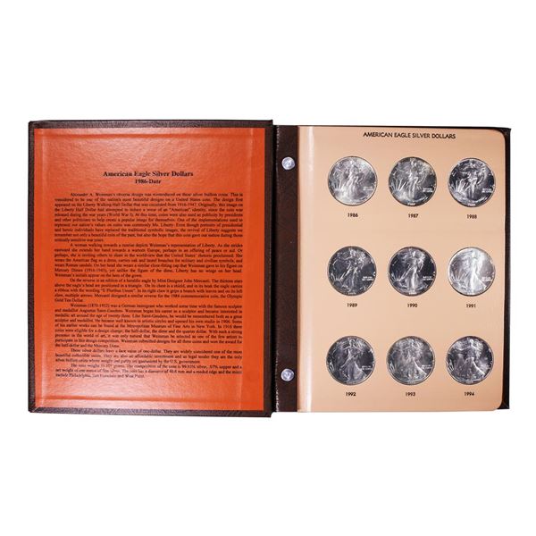 Set of 1986-2021 $1 American Silver Eagle Coins in Dansco Book