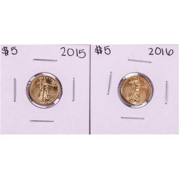 Lot of 2015-2016 $5 American Gold Eagle Coins