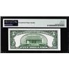 Image 2 : 1950A $5 Federal Reserve Note Fr.1962-G PMG Gem Uncirculated 65EPQ
