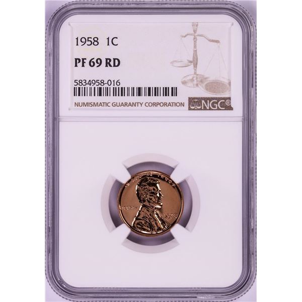 1958 Proof Lincoln Wheat Cent Coin NGC PF69RD