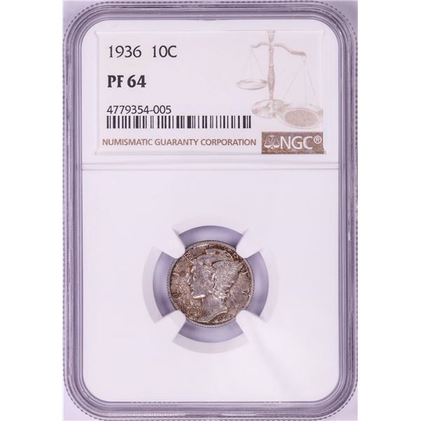 1936 Proof Mercury Dime Coin NGC PF64