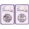 Image 1 : Lot of (2) 1958 Franklin Half Dollar Coins NGC MS64