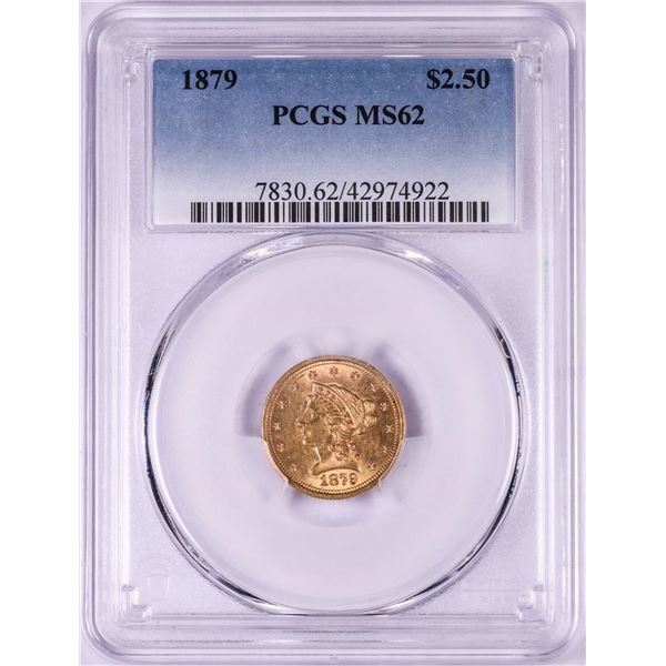 1879 $2 1/2 Liberty Head Quarter Eagle Gold Coin PCGS MS62