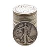 Image 1 : Roll of (20) Assorted Date Walking Liberty Half Dollar Coins Circulated