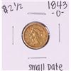 1843-O Small Date $2 1/2 Liberty Head Quarter Eagle Gold Coin