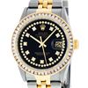 Rolex Men's Two Tone Black 2.75 ctw Princess Cut Diamond Datejust Wristwatch