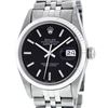 Image 1 : Rolex Mens Stainless Steel Black Index Oyster Perpetual Datejust Wristwatch