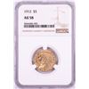 1912 $5 Indian Head Half Eagle Gold Coin NGC AU58