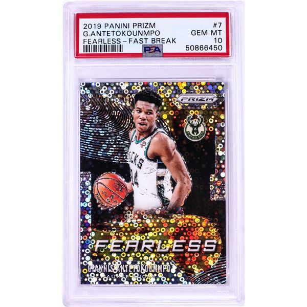 2019 Panini Prizm Fearless Fast Break Giannis Antetokounmpo NBA Card #7 PSA Gem Mint 10