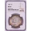 Image 1 : 1887 $1 Morgan Silver Dollar Coin NGC MS65 Amazing Toning
