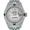 Rolex Ladies Stainless Steel MOP Diamond & Emerald Datejust Watch