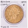 Image 1 : 1899-S $20 Liberty Head Double Eagle Gold Coin