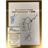 Image 2 : THE HUNGER GAMES CAST SIGNED SCRIPT COVER FRAMED ( RA COA)