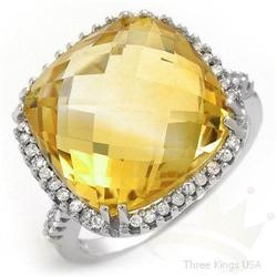 Jewelry Ring 10.57 ctw Citrine & Diamond 14K White Gold